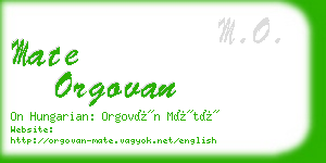 mate orgovan business card